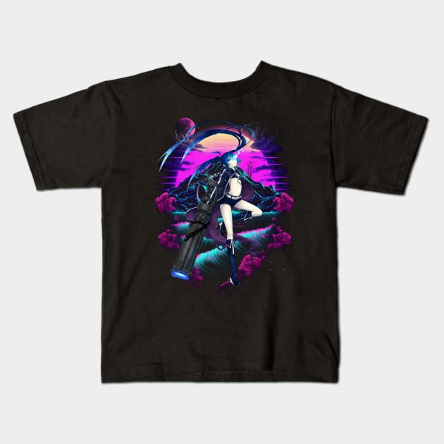 Heart and Blade The Legendary Black Rock Shooter Movie Kids T-Shirt by Skateboarding Flaming Skeleton